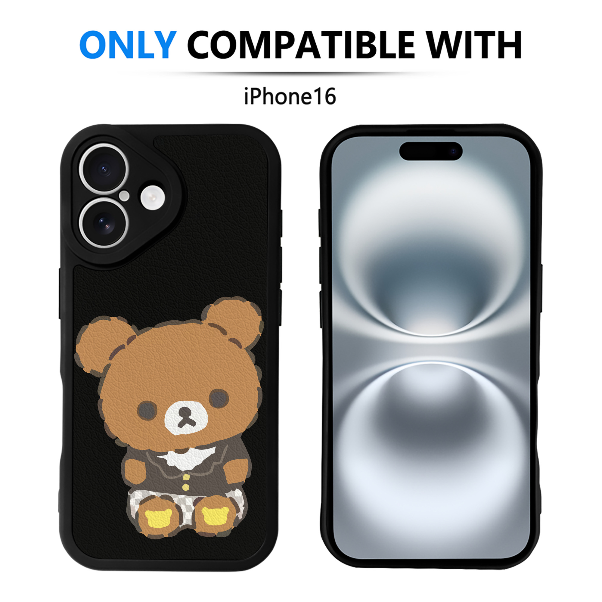 （画像用） リラックマ リラックマ キイロイトリ Rilakkuma Korilakkuma Kiiroitori 【iPhone 16シリーズ対応】シリコンスマホケース（レザー調） 材質：シリコン